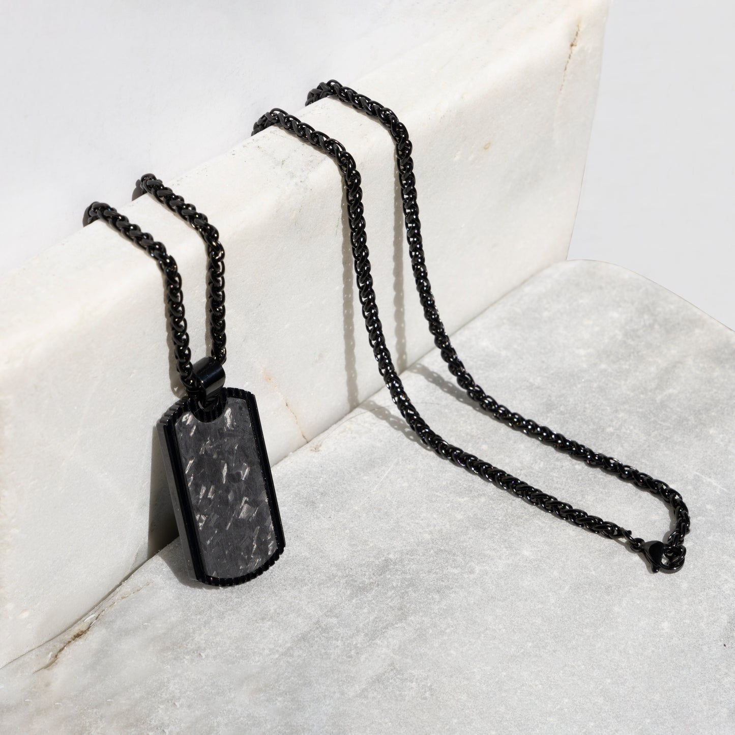 Collar "Sombra de Carbono"® Fibra de Carbono Pura — joyería artesanal Eklipse plata 925