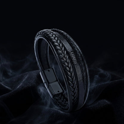 Pulsera "Medianoche" ® Cuero Negro — Eklipse Joyería