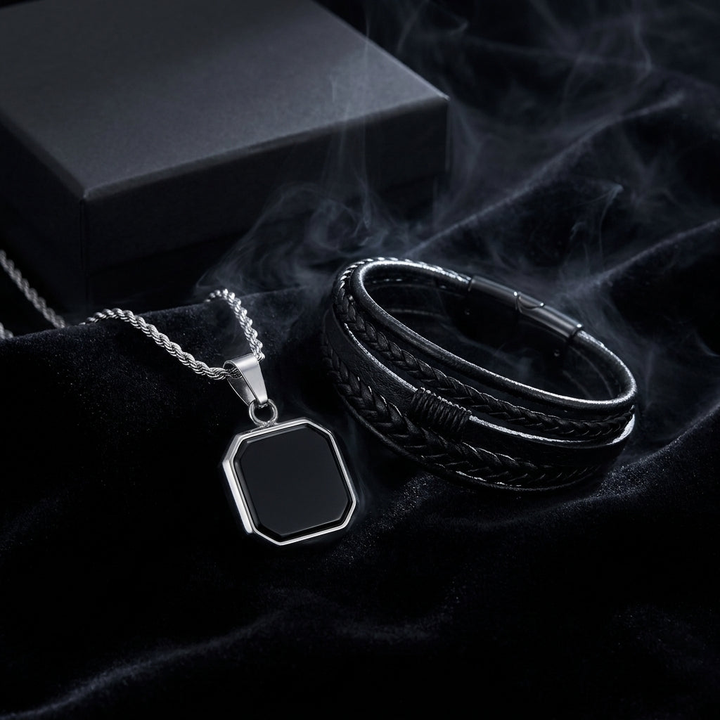 Pacto de Medianoche — Collar Espejo del Alma y Pulsera Medianoche
