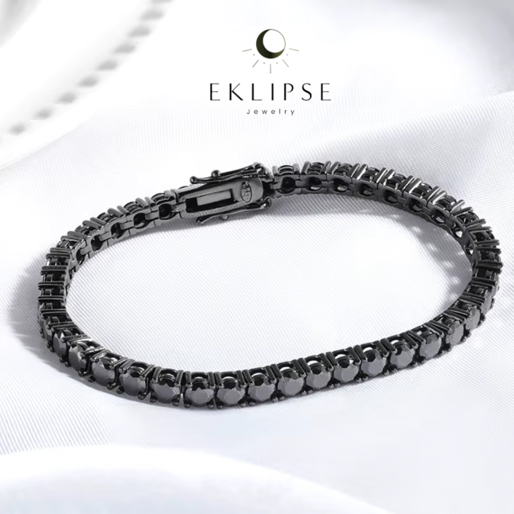 Brazalete Sombra de Cristal Zirconia Cúbica Obscura 21CM — joyería artesanal Eklipse plata 925