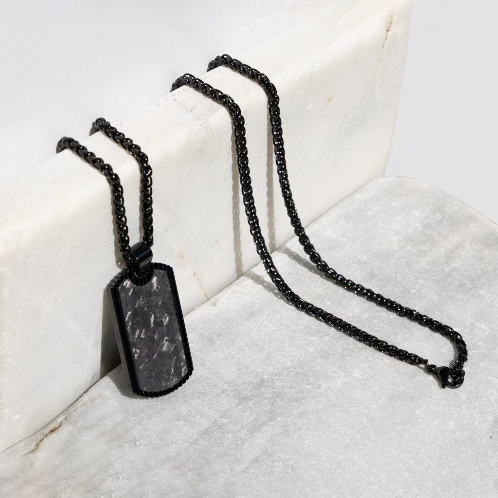 Collar "Sombra de Carbono"® Fibra de Carbono Pura — joyería artesanal Eklipse plata 925