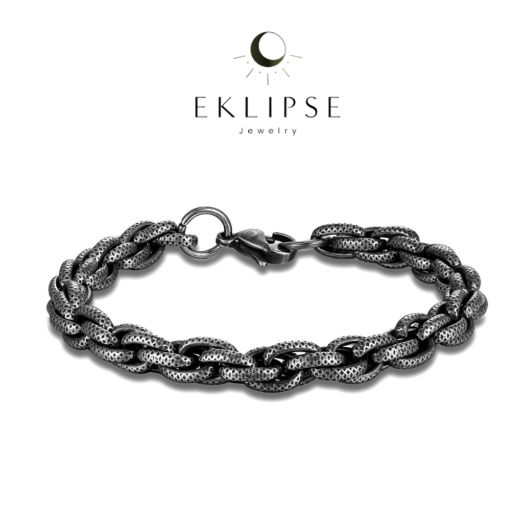 Pulsera "Lazo Lunar" Titanio — joyería artesanal Eklipse plata 925