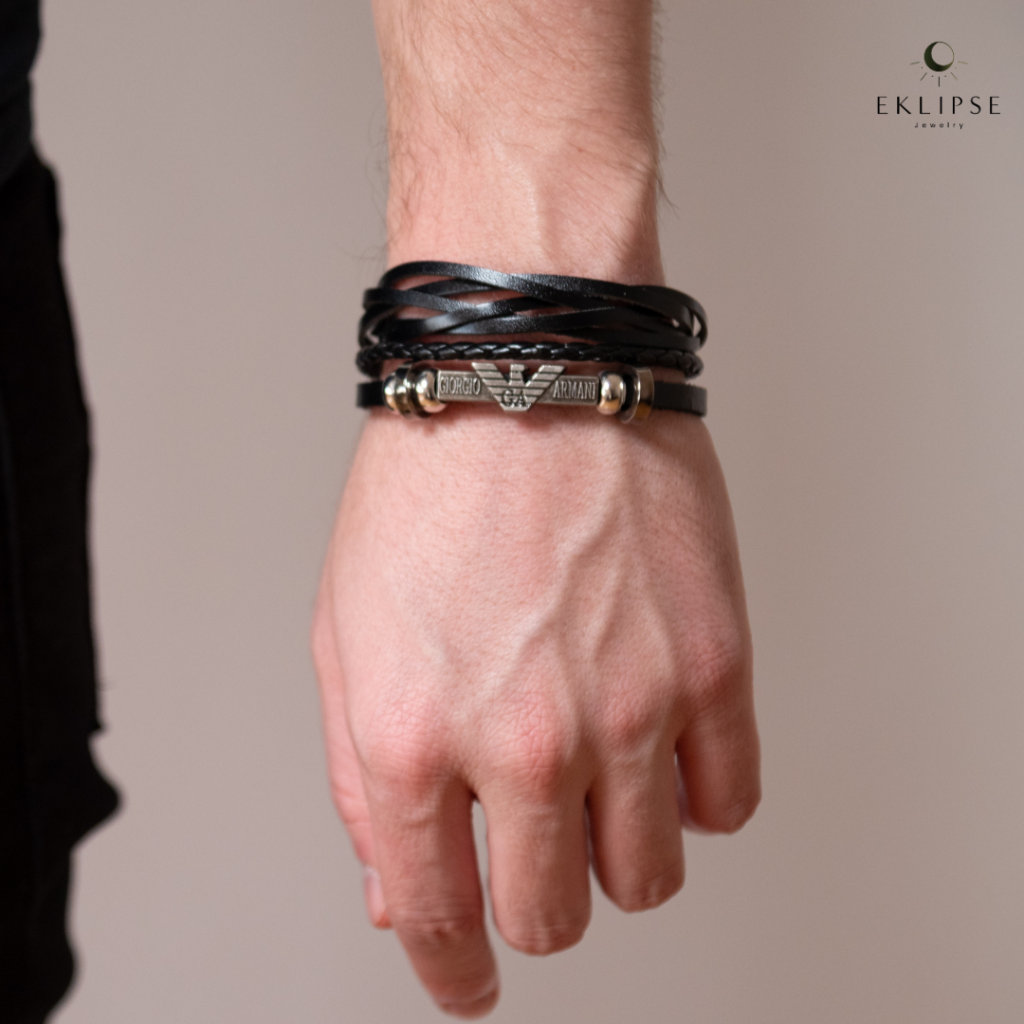 Pulsera de Lujo: Cuero Italiano Auténtico — joyería artesanal Eklipse plata 925